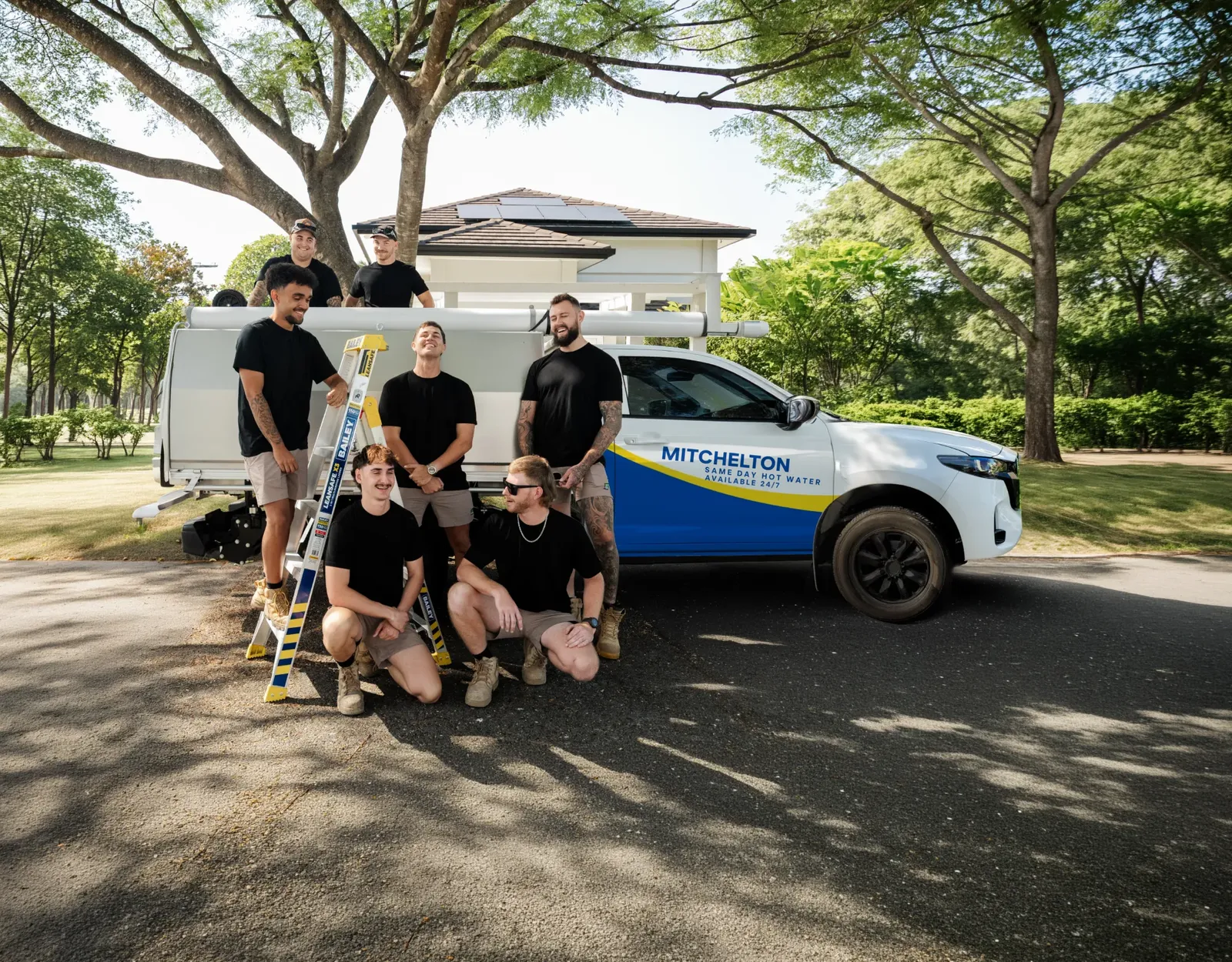 Mitchelton Same Day Hot Water team and ute